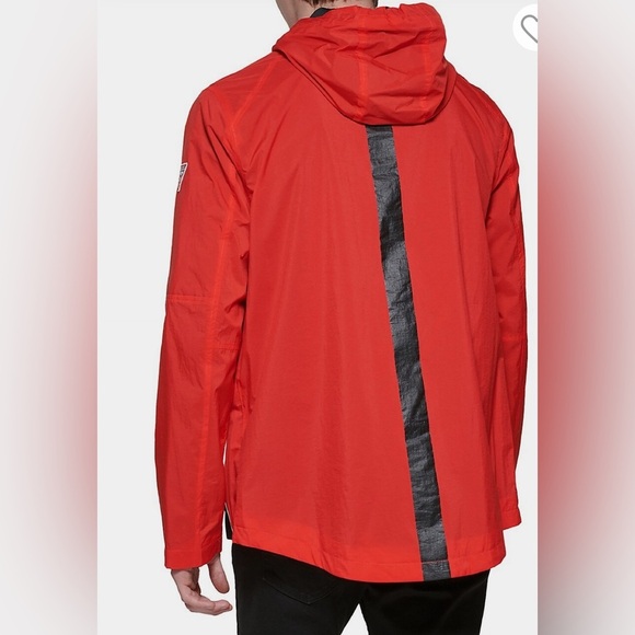 Guess Red Raincoat with Full Zip and Stand Up Collar - Picture 5 of 12